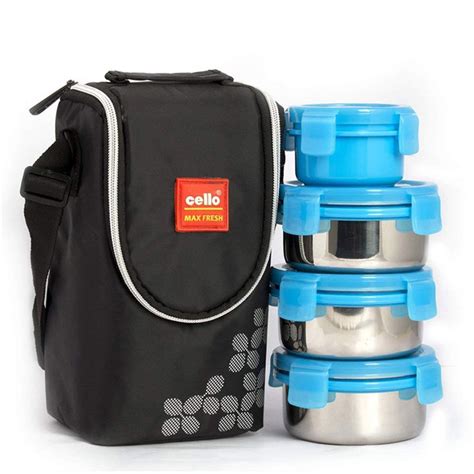 cello max fresh steel lunch box|Cello Max Fresh Click Steel Lunch Box Set, 300ml, .